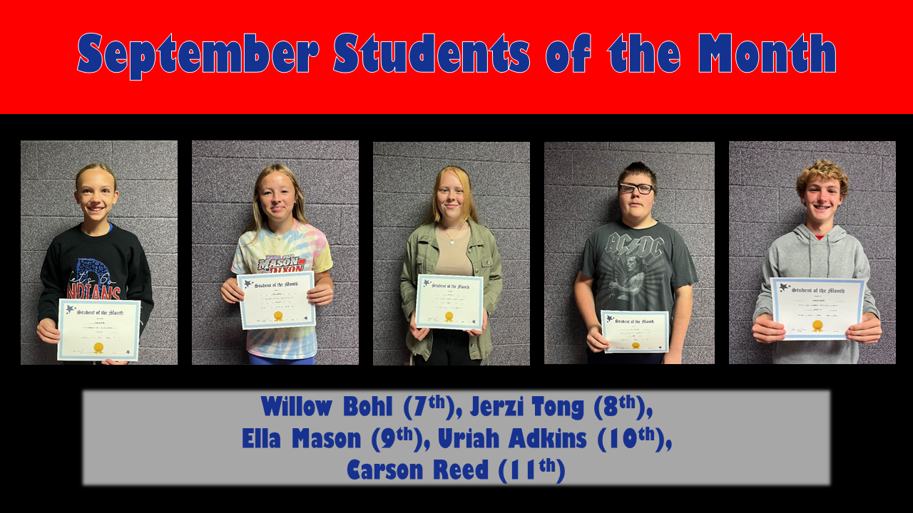 September Students of the Month