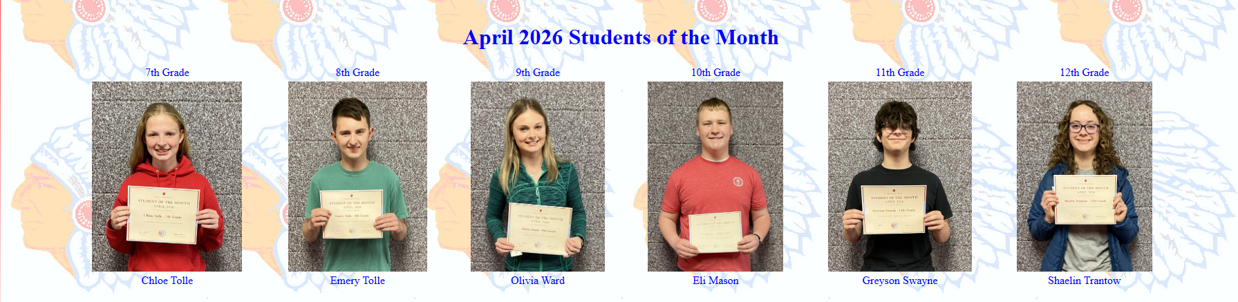 April Students of the Month