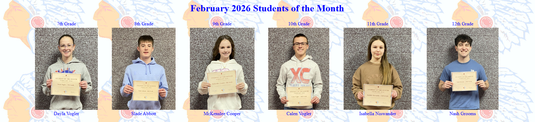 February Students of the Month