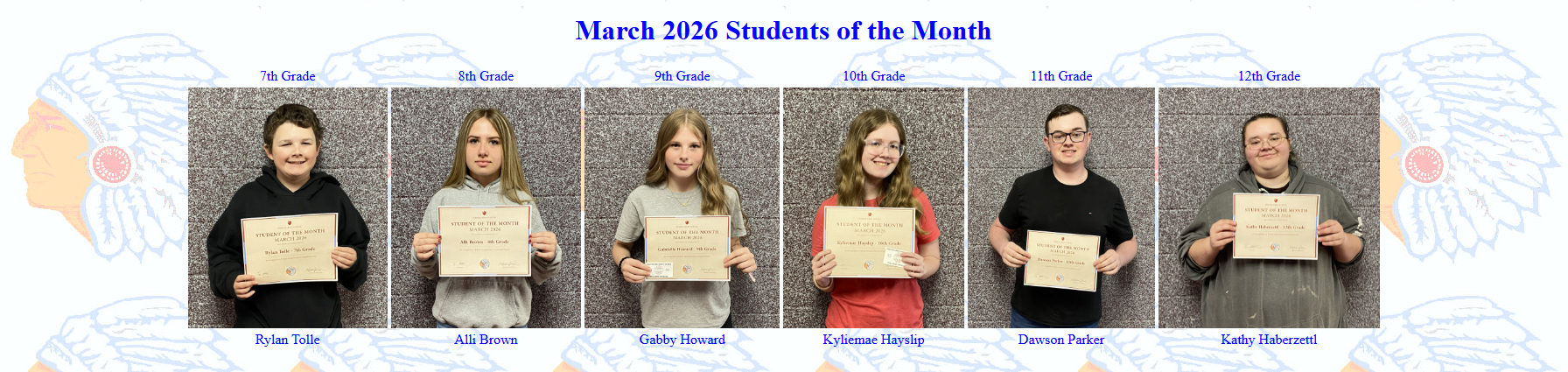 March Students of the Month